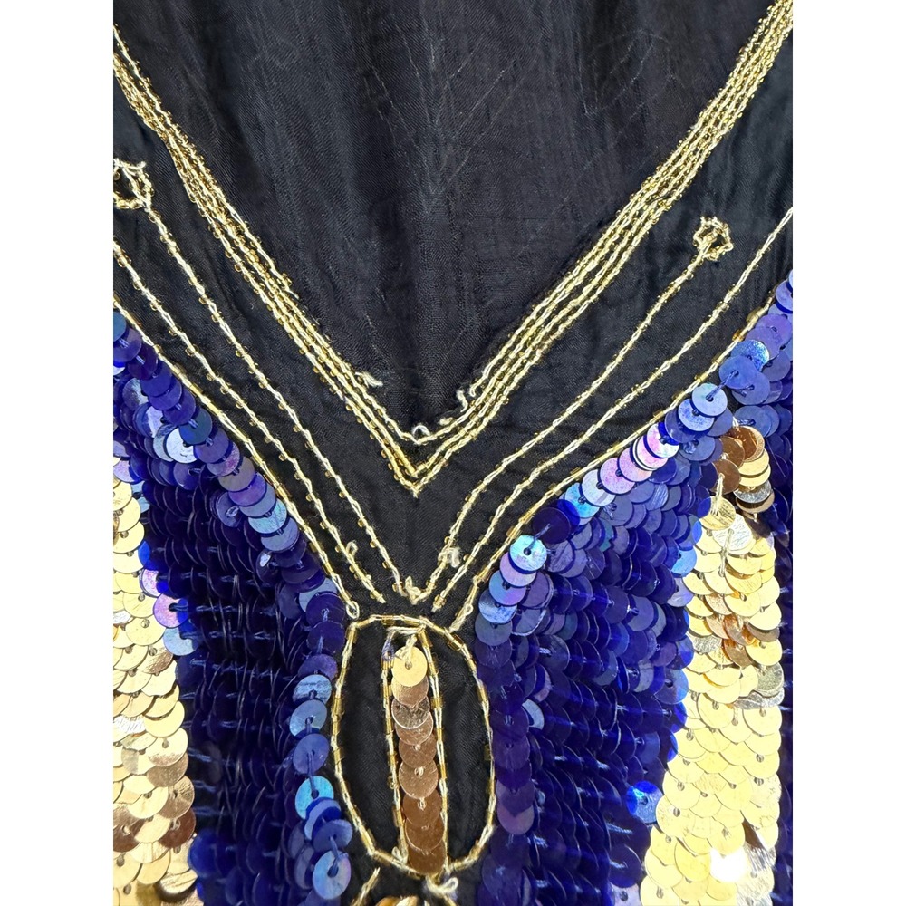 Vintage Silk Butterfly Sequin Beaded Batwing Top India One Size Boho glam - Picture 7 of 9